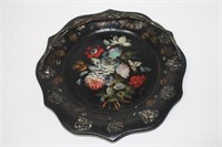 Victorian mother of pearl lacquered plate,19th
