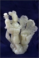 Chinese antique jade sculpture of woman playing