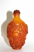 Antique amber chinese perfume bottle snuff late 18