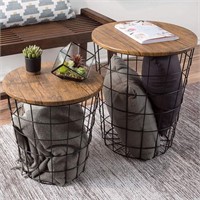 Nesting End Storage Convertible Round Side Tables