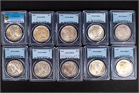 Coin 10 Slabbed Silver Peace Dollars - PCGS MS64