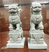Chinese Guardian lion granite carved bookends