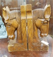 Wooden horse head bookends