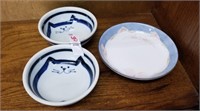 3 pottery cat dishes