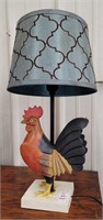 Hand hewn wooden rooster lamp