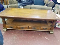 Solid wood coffee table with 2 bottom drawers