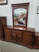 Dresser with mirror 63" long 80" tall American