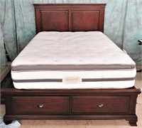 QUEEN BED FRAME WITH DRAWER STORAGE IN FOOTBOARD