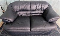 NAVY BLUE LEATHER TRENDS LOVE SEAT