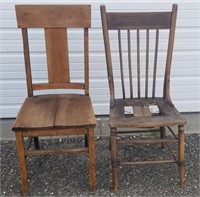 (2) Antique Wood Chairs (Both Need tlc)