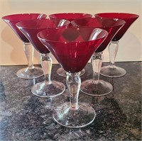 (6) Red Martini Glasses