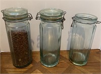 (3) Tall Glass Containers