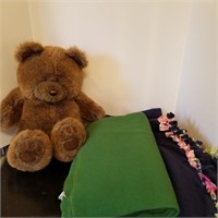 (2) Throw Blankets and Teddy Bear