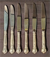6 marked sterling handle knives