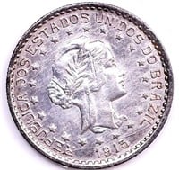1913 Brazil 90% Silver Coin