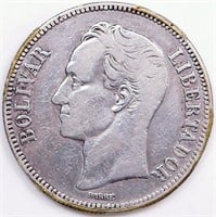1936 Venezuela 5 Bolivar - 90% Silver
