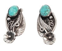 Sterling Navajo Style Turquoise Clip-on Earrings