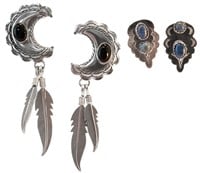 Onyx Quoc Turquoise Inc. & Lapis Navajo Earrings