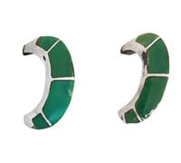 Sterling Silver Green Turquoise Earrings