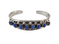 "FC" Signed Babies Sterling & Lapis Cuff