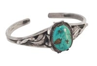 Signed Sterling Silver Turquoise Cuff Bracelet