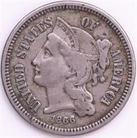 1866 Nickel Three Cent VF20