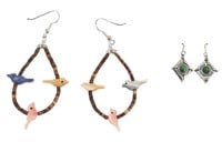 Sterling Silver Malachite & Shell Earrings (2)