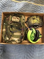 AMMO BACKPACK, EAR PROTECTORS, SAFETY GLASSES, ETC