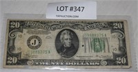 1934 $20 U.S. PAPER NOTE - BANK OF KANSAS CITY
