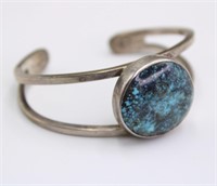 Marked Sterling & Turquoise Cuff (31.7 g)