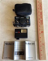 Rollei 35 TE camera with flash and instruction