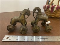 Pair of Older Brass Circus Horses