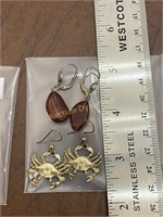 Two Pair of Earrings, Crabs & Amber