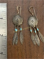 Sterling Silver Earrings, Native American Style