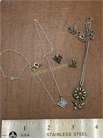 Two Necklaces, & Butterfly Earrings
