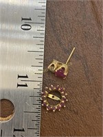 Ruby & 14k Gold Earring Parts