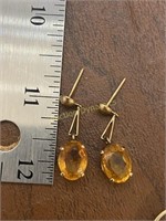Gold and Semi-precious stone earrings