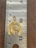 14k Gold Pendant, Horseshoe, 2.73 gram