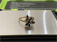 14k Sapphire & Diamond RIng, Size 6.6, 2.9 gram