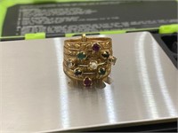 5-Band Gold Ring w/ Precious Stones, 6.5, 7.55gr