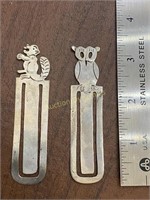 Two Sterling Silver Bookmarks