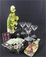 Bowring Martini Set, Cheese Glass Board, Utensils
