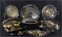 Silverplate Trays, Candle Sticks, Dishes,Utensils