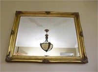 Heavy Gold Gilt Wood Frame Beveled Glass Mirror