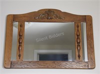 Tiger Oak Framed Mirror with Applied Wood Decor