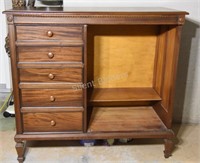 Five Drawer & Open Shelf Wood Dresser