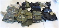 Lot of 7 Tactical Vests, 9 Holsers & More