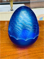 6" tall art glass egg by Skookum , signed