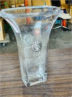 14" tall glass vase w/ face handles