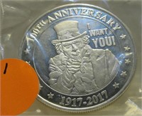 2017 1 TROY OZ. SILVER ART ROUND - I WANT YOU!